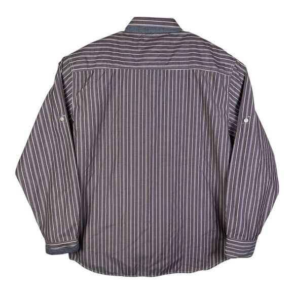Men's Akademiks Burgundy Striped Long Sleeve Button Down Shirt 4XL NEW WITH TAGS - Picture 9 of 16